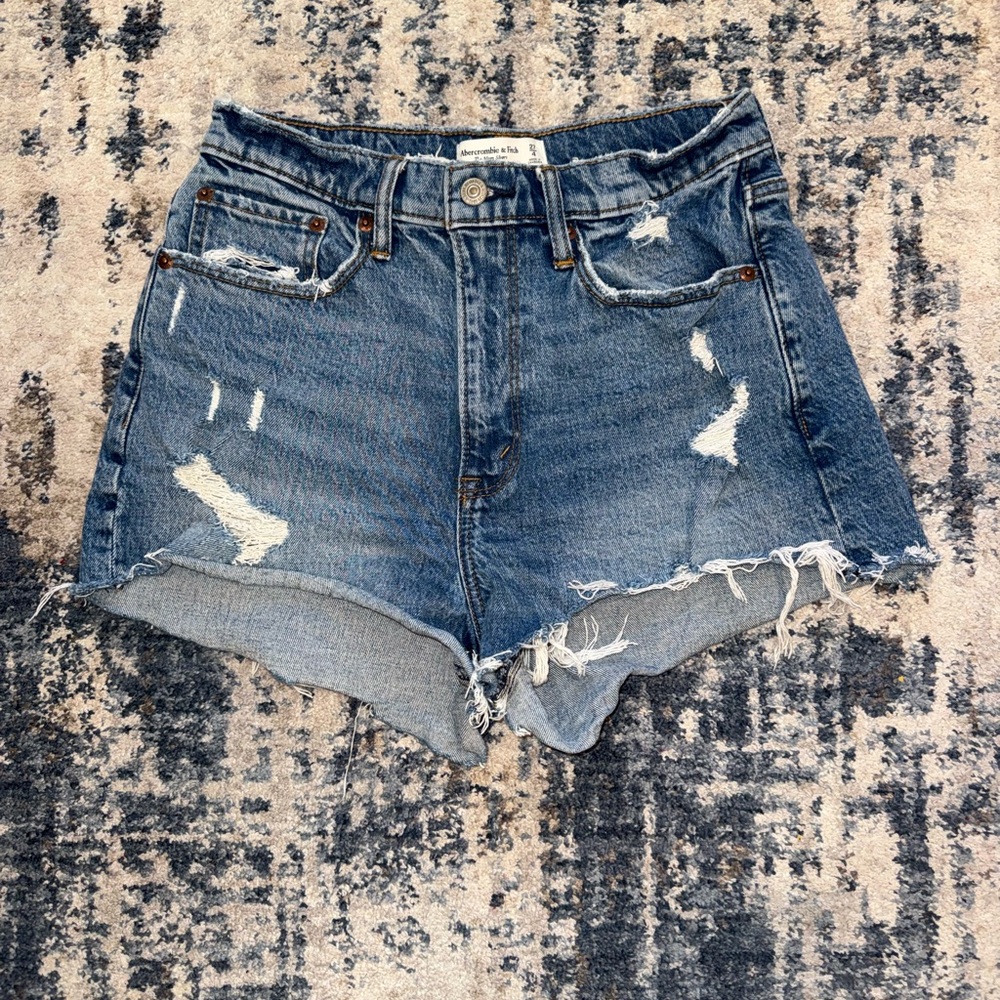 Abercrombie & Fitch Blue Distressed Jean Shorts